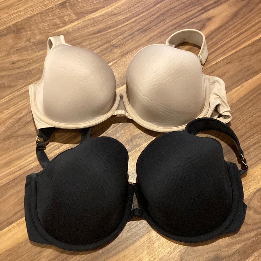 Set of two ThirdLove Perfect Coverage Bras, 1 Nude and 1 Black, Size 40E
